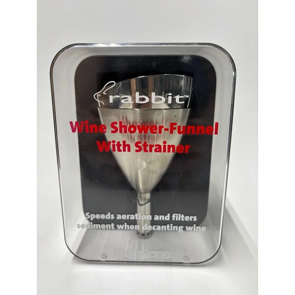 Rabbit Metrokane Wine Shower-Funnel with Strainer W6118 Stainless Steel